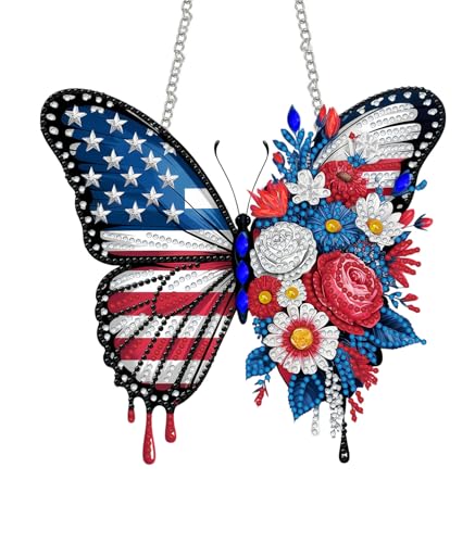SKRYUIE Butterfly Hanging Pearl Diamond Art Kits for Adults Suncatcher A38 | Special Shaped Crystal DIY Hanging Diamond Painting Kit, Gift for Mother Spring Summer Window Wreath Decor 7.68 x 7.68 Inch - color: colorful-12