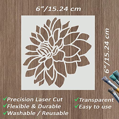 DLY LIFESTYLE Dahlia Stencil for Painting on Wood, Canvas, Paper, Fabric, Walls & Furniture - 6x6 Inches - Reusable DIY Art & Craft Stencil - color: Dahlia 6"x6"