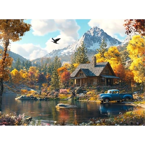 BSNRCH Landscape Diamond Art Kits for Adults - 5D Lake House Diamond Painting, DIY Full Drill Mountain Landscape Diamond Art Painting Kits, Gem Art Kits for Wall Decor 12x16inch - color: 09-Lake House