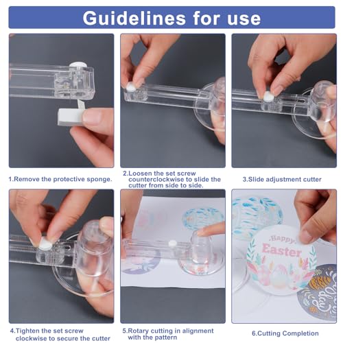 75mm/3 Inch Clear Circle Cutter Button Maker Tools, Adjustable Multi-Size Badge Making Round Cutting Tool, Cutting Knife Photo Paper Model Circle (86-210mm) - size: 86-210mm