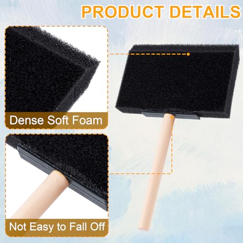 HINZIC 4 Pcs 4" Foam Paint Brushes, Wood Handle Sponge Brushes for Painting, Staining, Varnishes DIY Craft Projects Electronic Cleaning - color: Black, 4pcs, 4"
