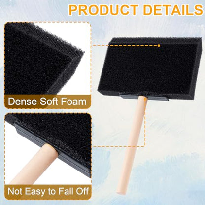 HINZIC 4 Pcs 4" Foam Paint Brushes, Wood Handle Sponge Brushes for Painting, Staining, Varnishes DIY Craft Projects Electronic Cleaning - color: Black, 4pcs, 4"