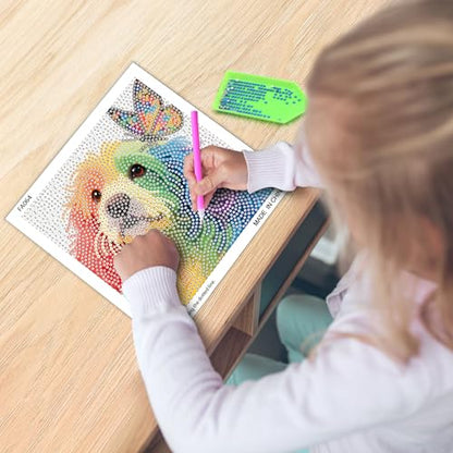 UiSdfuy Diamond Art Kits for Kids,Arts & Crafts for Kid Ages 8-12,Diamond Art for Kids,Gem Art 4 Pack Diamond Painting 6" X 6" (4-Dog) - color: 4-dog