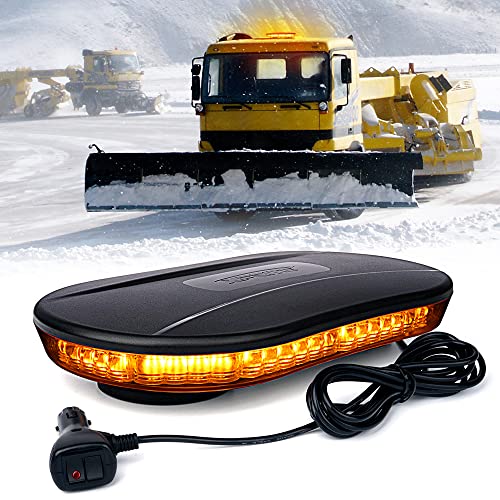 Xprite COB LED Rooftop Strobe Light Bar, Super Bright 19 Adjustable Lighting Modes with Magnetic Base for Construction Vehicles Tow Trucks Snowplow, Amber - color: Amber