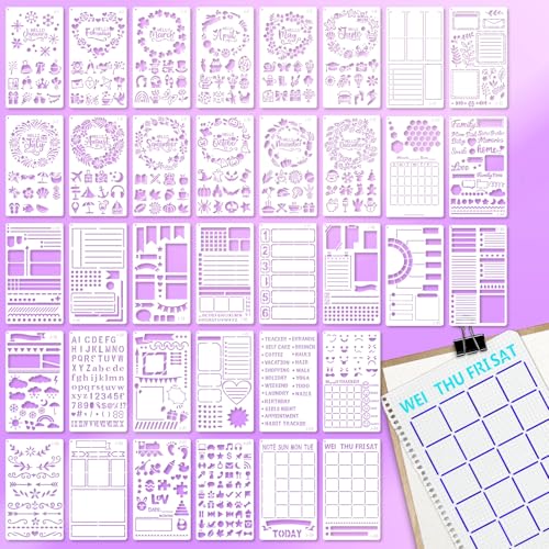 36 PCS Journal Diary Stencils, Planner Stencils for Junk Journal Notebook Diary Scrapbooking DIY Supplie Drawing Template Journal Stencil 4x7 Inch - color: Journal Diary