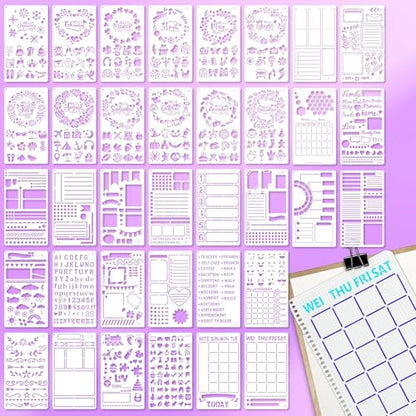 36 PCS Journal Diary Stencils, Planner Stencils for Junk Journal Notebook Diary Scrapbooking DIY Supplie Drawing Template Journal Stencil 4x7 Inch - color: Journal Diary