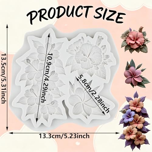 Flower Polymer Clay Mold Hibiscus Plumeria Flower Silicone Molds - color: Style G