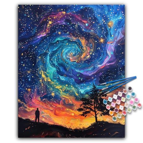 Paint by Numbers Kit for Adults Beginner, Fantasy Night Sky, 16x20 Inch - color: LBUSOPNF1P02