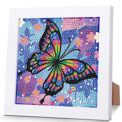 Butterfly Diamond Art Painting Kits for Kids with Frame Ages 6-12 (7x7 in) - color: CC025