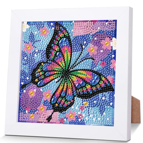 Butterfly Diamond Art Painting Kits for Kids with Frame Ages 6-12 (7x7 in) - color: CC025
