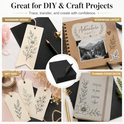 PSLER Black Carbon Paper for Tracing - 30Pcs Graphite Transfer Paper, A4 | Use with Tracing Paper, Dark Carbon Copy Paper for Drawing Patterns on Wood, Canvas, Fabric, Artist Lettering & Sketching - color: black