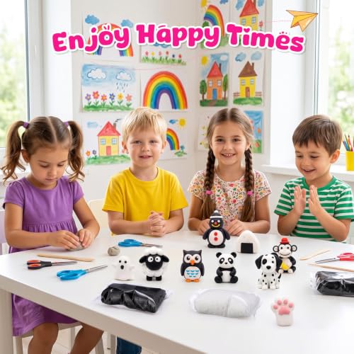 WinnerWhy 144 Pcs Total 76oz Air Dry Clay Soft Non-Toxic Molding Clay for DIY Arts Craft Sculpting Molding Projects Rewards Supplies (White,Black) - color: White,Black