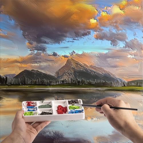 Travel Watercolor Palette,Portable Ceramic Palette 9 Well,Empty Wet Palette Metal Paint Box with Porcelain Palette(Black Box) - color: Black