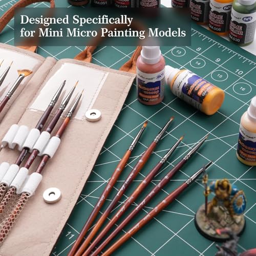 Golden Maple Fine Miniature Paint Brushes – Professional Micro Detail Brush Set for Models, Tabletop Gaming & Fine Art – Portable Travel Case, Acrylic/Watercolor/Oil - color: Brown