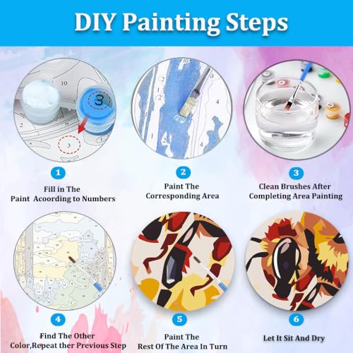 Artunion Framed Paint by Numbers Kit for Adults Beginners & Kids Ages 8-12,Bee Paint by Number with Frame,Watercolor Paint by Numbers Kit on Canvas 10 * 10 Inch Without Easel - color: ZXT-400-F