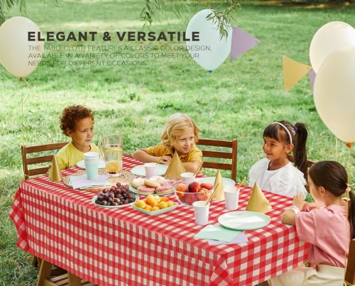 Utopia Kitchen Plastic Table Cloth Disposable (12 Pack - 54x108 Inch) Red Checkered Rectangle Tablecloth Waterproof Stain Resistant Party Table Cover - color: Red Check, size: 54X108 Inch - 12PC