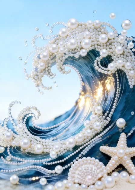 Muzagroo Art Pearl Diamond Paintings Kits for Adults Special-Shaped Sea Waves Diamonds Art Kits for Beginners Diamond Art Paintings Gem Art Kits Diamond Dots Kits 30x40cm (Waves) - color: Waves