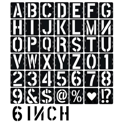 6 Inch Letter Stencils 42 Pcs ReusableTemplates Symbol Numbers Interlocking Stencil Kit Plastic Number Stencils for Wood,Wall,Paper,Fabric,Glass,Signage,DIY Art Projects - style: 6 Inch