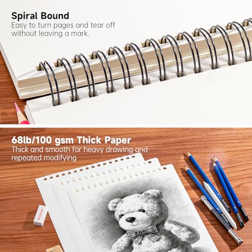 Artists Sketch Books, 9 x 12 Shuttle Art 160 Sheets of Sketch Paper pad Ideal for Drawing and School Supplies (2 Pack) - size: 80 Sheets x2