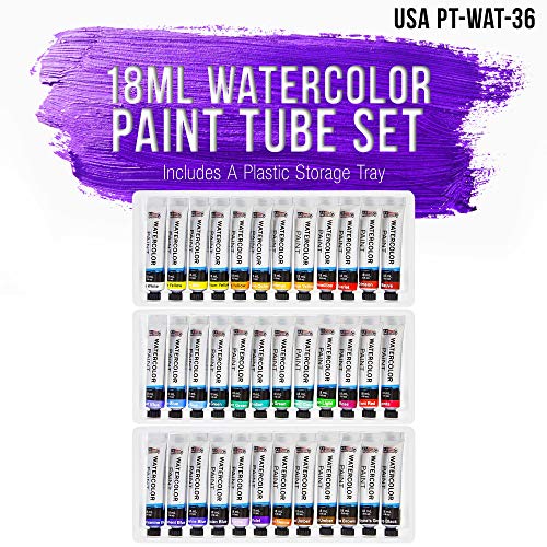 U.S. Art Supply Professional Watercolor Paint Set, 36 Colors in 12ml Tubes - size: 0.6 Fl Oz (Pack of 36)