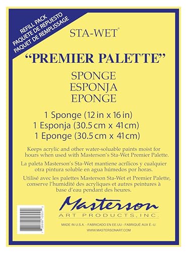 Masterson Sta-Wet Premier Palette Bundled Set, 12in x 16in Airtight Wet Painting Palette, with 30 Acrylic Paper Refill Sheets and 1 Sponge Refill Pack, Keeps Wet Paint Fresh for Days, Made in USA