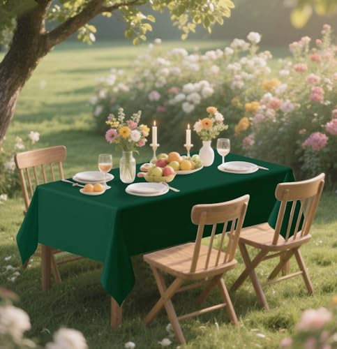 HEIPINIUYE 2 Pack Green Tablecloth Disposable 54 x 108 Inch Green Plastic Table Cloth Disposable Waterproof Rectangle Table Cover for Party Birthday Camping Picnic Tablecloths - color: Green Rectangle Tablecloth, size: 2 Pack
