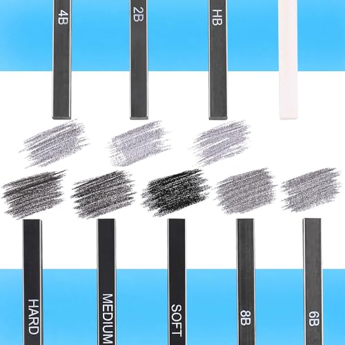 Dyvicl Compressed Graphite Charcoal Sticks, Black White Charcoal for Drawing, Sketching, Shading, Blending, Pack of 18 Charcoal Drawing Set for Beginners, Artists