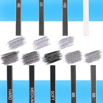 Dyvicl Compressed Graphite Charcoal Sticks, Black White Charcoal for Drawing, Sketching, Shading, Blending, Pack of 18 Charcoal Drawing Set for Beginners, Artists