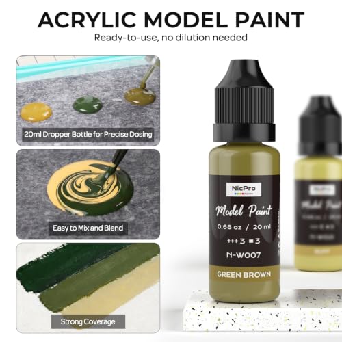 Nicpro 10 Colors WWII German Armor Model Paint Set, 20ml Ready to Use - style: WWII German Armor