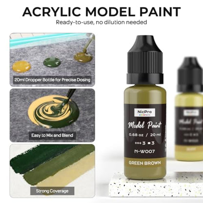 Nicpro 10 Colors WWII German Armor Model Paint Set, 20ml Ready to Use - style: WWII German Armor