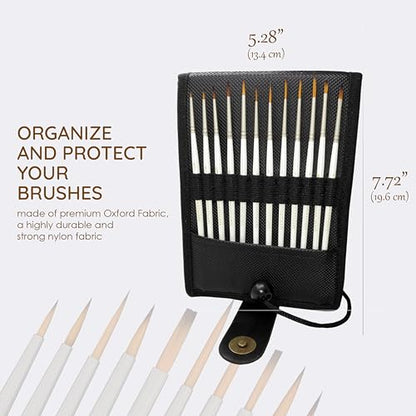 MyArtscape Miniature Paint Brushes - 12 Detail Brushes with Holder | Fine tip paint brushes for acrylic watercolor gouache oil miniatures paint by number nail art and detailing