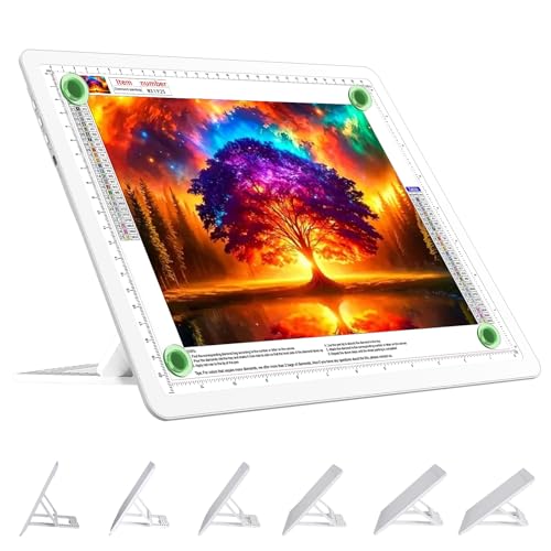 TOHETO Rechargeable A4 Light Board with Stand, Super Bright Magnetic Light Pad with Side Buttons, Wireless Light Box for Tracing and Drawing, Cordless LED Light Table for Diamond Painting White - color: White, size: A4 with Stand