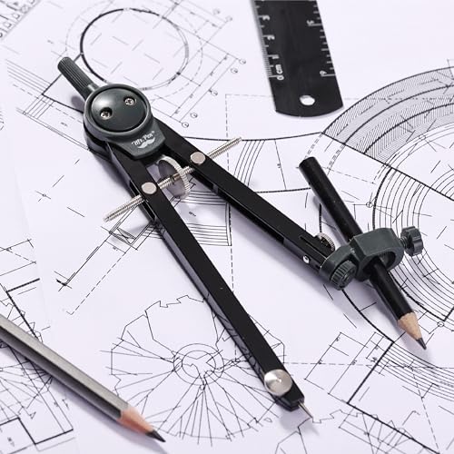 Mr. Pen- Metal Geometry Compass, Center-Wheel Design - color: Black