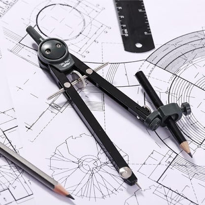 Mr. Pen- Metal Geometry Compass, Center-Wheel Design - color: Black