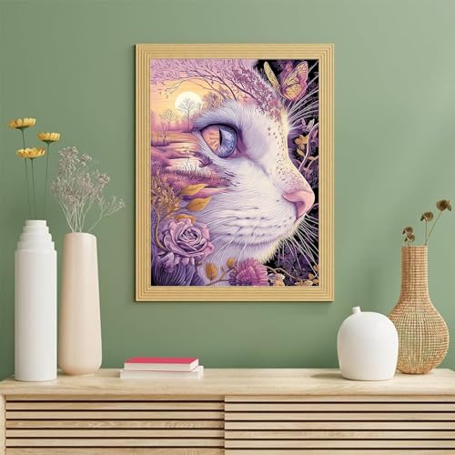 Flower Cat Diamond Art Kits for Adults, Animal Diamond Painting 12X16 Inch - color: cat 05