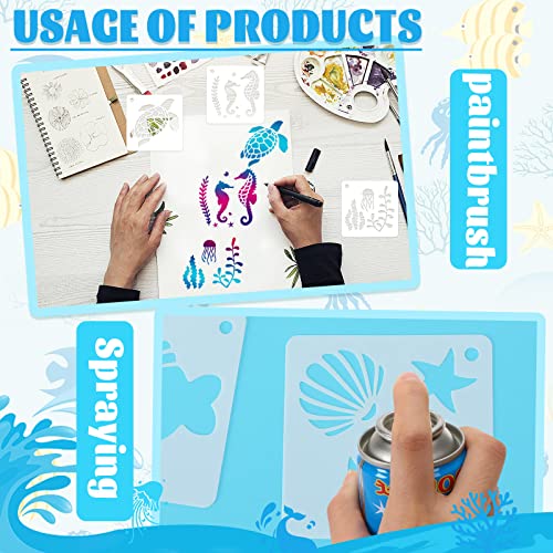 Augshy 56 Pieces Small Summer Sea Ocean Beach Stencils for Painting Crafts | Plastic, Kids Wall Floor Home Decor, Drawing Rock Painting Scrapbooking, Reusable Marine Animal Pattern Shapes, 3 Inch - style: Ocean Creatures