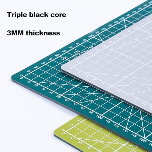 A5 Cutting Mat, Self Healing Sewing Mat, Craft Mat Double Sided 3-Ply Craft Cutting Board for Sewing Crafts Leather Fabric Scrapbooking Project Art Supplies, 8.6“ x 5.9”, Black - color: Black