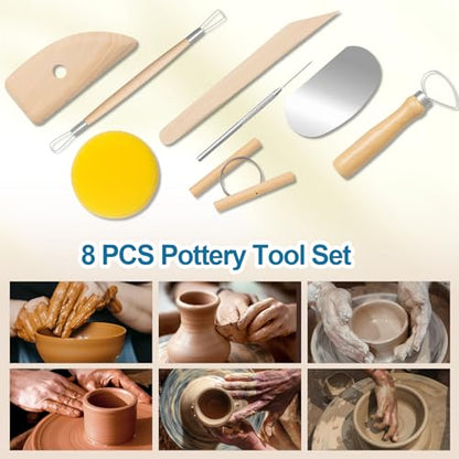 Amrules 8 Pcs Polymer Clay Sculpting Tools Kit for Adults, Light Yellow | Smooth Comfortable Handles, Sturdy Wood & Stainless Steel, Perfect for Beginners, Pottery Lovers & Diy Craft - color: Lightyellow-8Pcs
