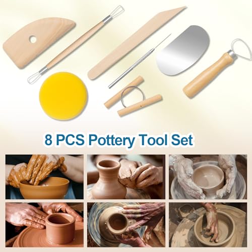 Amrules 8 Pcs Polymer Clay Sculpting Tools Kit for Adults, Light Yellow - color: Lightyellow-8Pcs