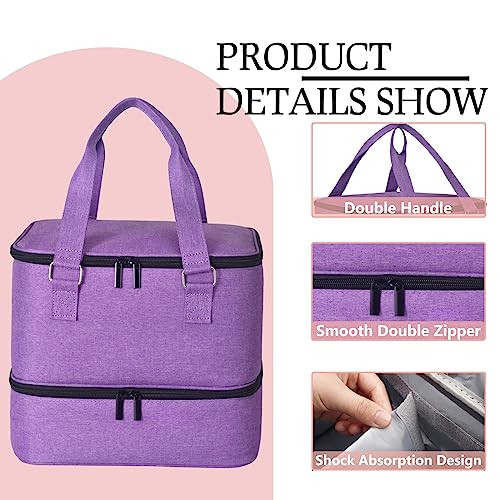 FCQQYWZ Nail Polish Organizer Case - Holds 42+ Bottles (15ml/0.5 fl.oz) and 1 Nail Lamp, Upgraded Double-layer Nail Polish Carrying Case Nail Polish Storage Bag with Handles (Purple) - color: Purple-42Bottles