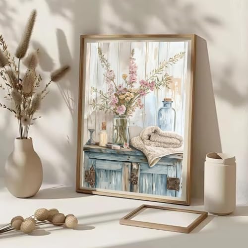 Bathroom Flower Diamond Art Kits for Adults Diamond Painting 12x16 Inch - color: DD139