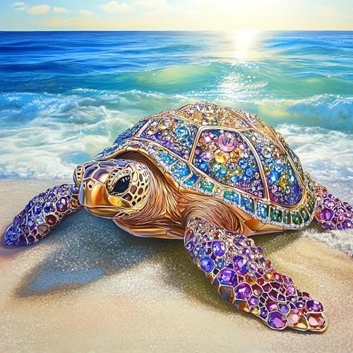 Sea Turtle Beach Diamond Art Kits for Adults, 5D Diamond Painting Kits - color: CM042