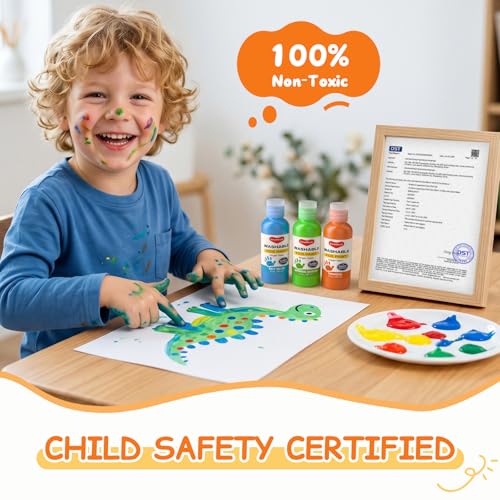 Smallbudi 12 Colors Washable Finger Paint Set for Kids 2 oz/60 ml | Non Toxic & Baby Safe Paint Mess-Free Kids Art Supplies for Craft, Art, DIY Finger Painting for Toddlers 1-3 Preschool Gifts