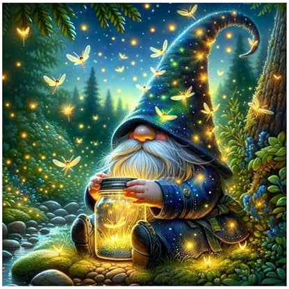 Gnome Paint by Numbers Kit for Adults, Adult Paint by Number Kits 16x16 in - color: Green Gnome