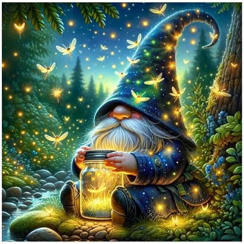 Gnome Paint by Numbers Kit for Adults, Adult Paint by Number Kits 16x16 in | Paint by Numbers Kit for Adults, Acrylic Painting by Numbers, DIY Arts and Crafts for Gifts or Home Decor - color: Green Gnome