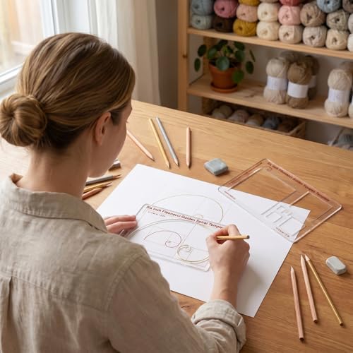 Fibonacci 6" 2-Piece Drawing Template Set, Golden Ratio Stencils - style: Set - 6" Square/Spiral