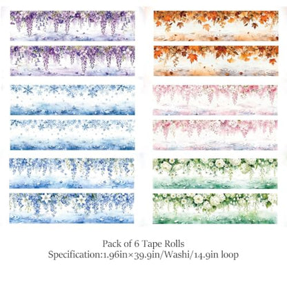 Washi Tape Stickers for Scrapbooking,Ripples Scrapbook Stickers for DIY - color: Flower