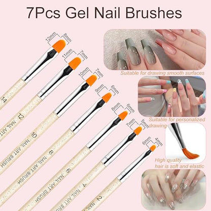 MYR 34Pcs Nail Art Brushes Set includes a Complete Set of Nail Art Tools | Nail Design Brushes, Nail Dotting Tool, Nail Drawing Pens, Nail Brush Brackets, Nail Nano Polishing Rubs, etc