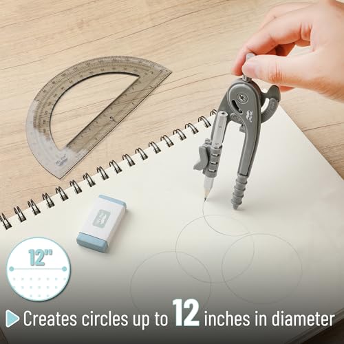 Mr. Pen- Geometry Compass and Protractor Set, 6 Inch Compass - color: Shuttle Grey, size: 1 Set