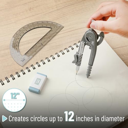 Mr. Pen- Geometry Compass and Protractor Set, 6 Inch Compass - color: Shuttle Grey, size: 1 Set